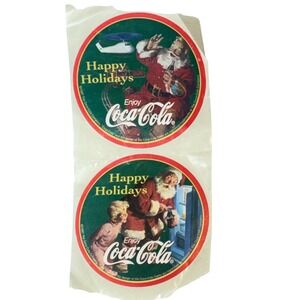1997 Coca-Cola Happy Holidays Santa Stickers -‎ Set of 2